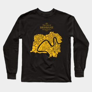 Illustrated Map of Brisbane Long Sleeve T-Shirt